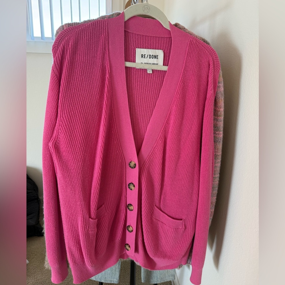 Re/Done 90s Oversized Pink Cardigan